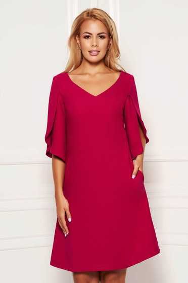 Rochie Fucsia -M- la donna din material usor -cu maneci petrecute