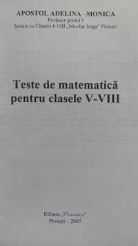 Teste de matematica pentru clasele V - VIII
