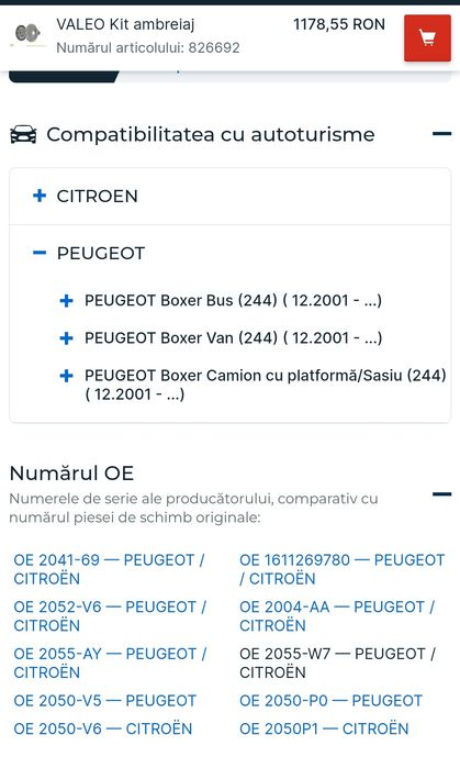 Kit ambreiaj peugeot boxe, citroen jumper 2.2 hdi valeo