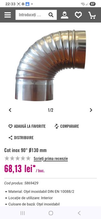 Vând tub de inox si cot la 90 d