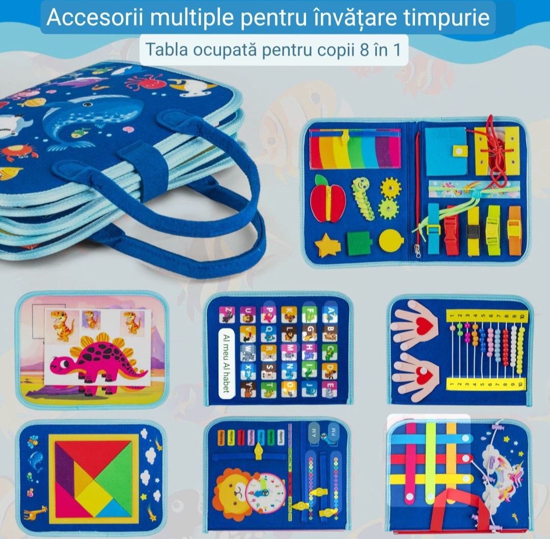 Jucarie Carte senzorială interactivă Montessori  2 - 6 ani Livrare G.