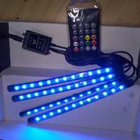 Kit 4 benzi led rgb cu music lights, telecomanda,12v