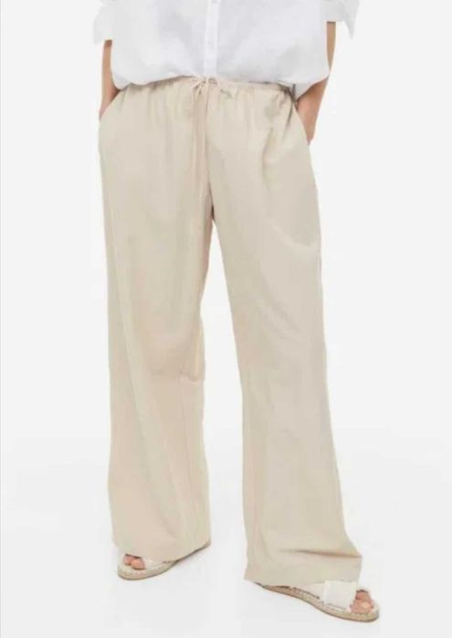 Ленени панталони H&M, бял, светло зелен-каки, розов, бежов, нови