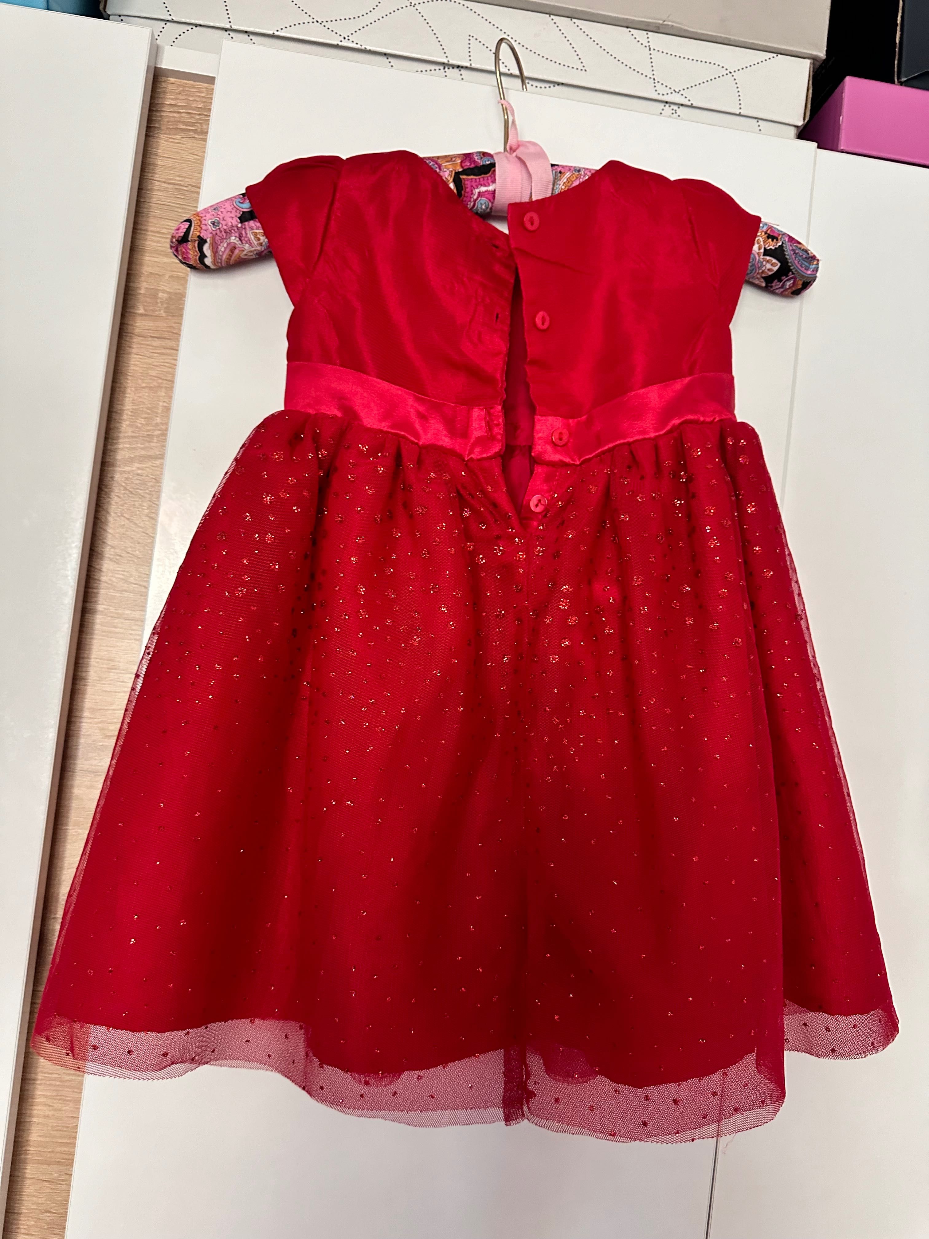 Официална Детска рокля , червена блестяща