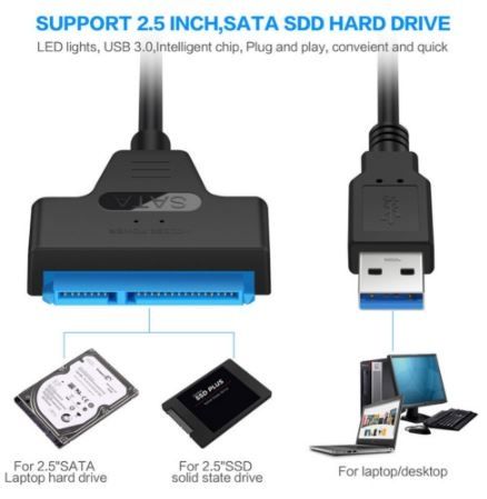 USB 3.0 Кабел за връзка към твърд диск 2.5" SATA HDD / SSD + Гаранция