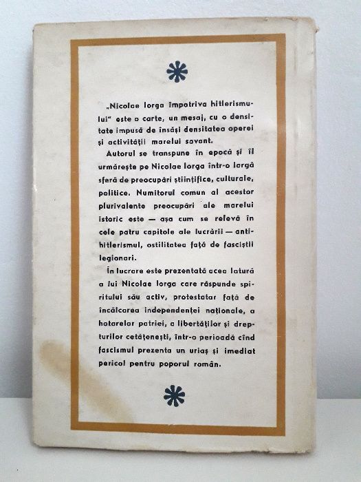 carte Nicolae Iorga impotriva hitlerismului Titu Georgescu 1966