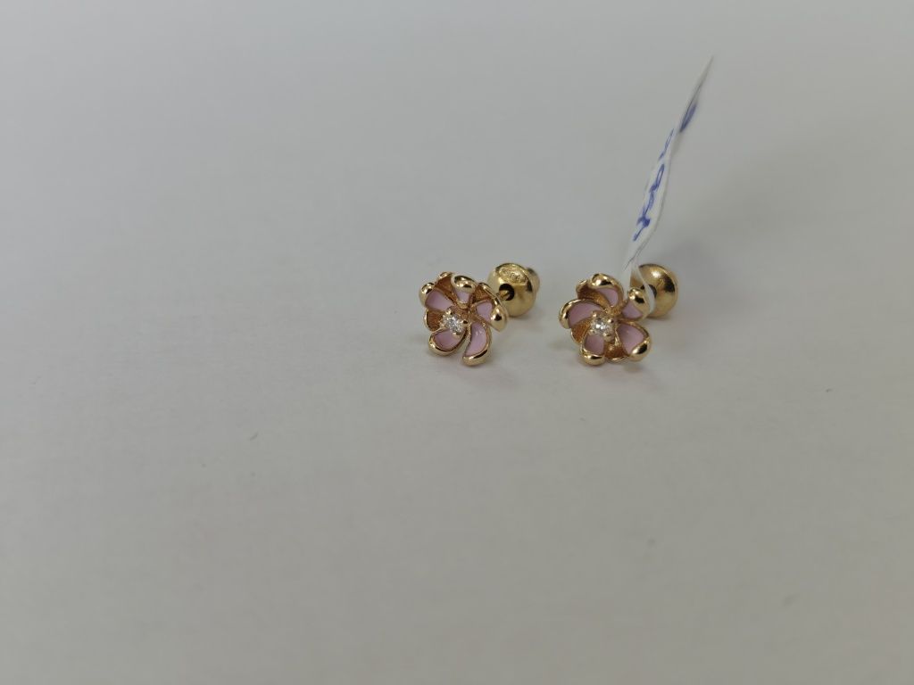 Cercei Teilor aur 14k cu diamante naturale pt copii (r)