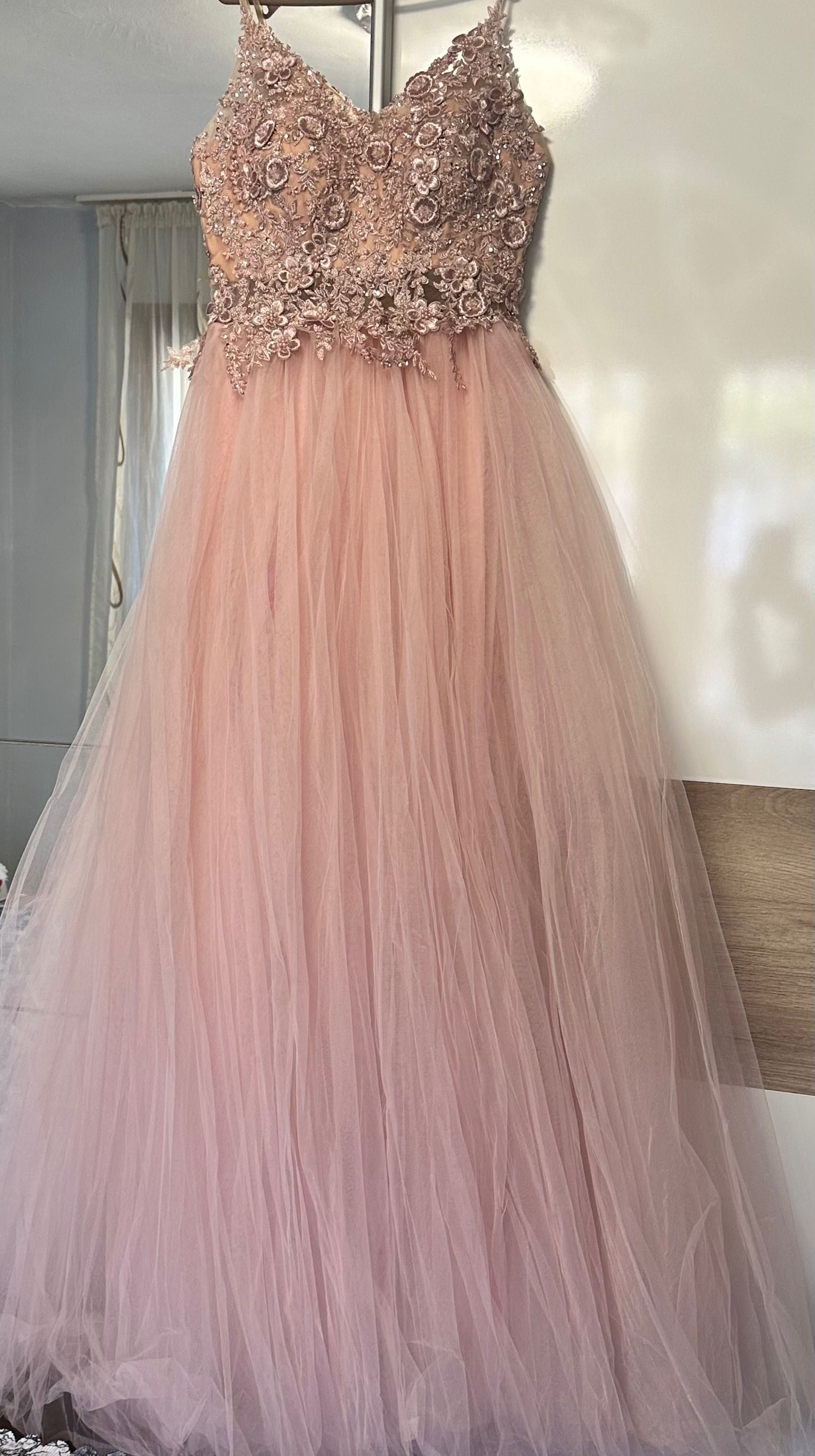 Бална/Официална дълга розова рокля