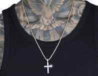Colier/ Lant snake auriu cu pandativ cruce iced out otel inoxidabil