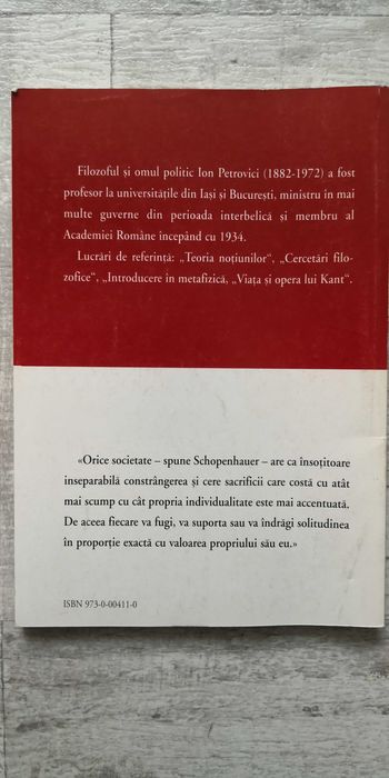 Ion Petrovici - Schopenhauer - Monografie istorico-filozofică, 1997