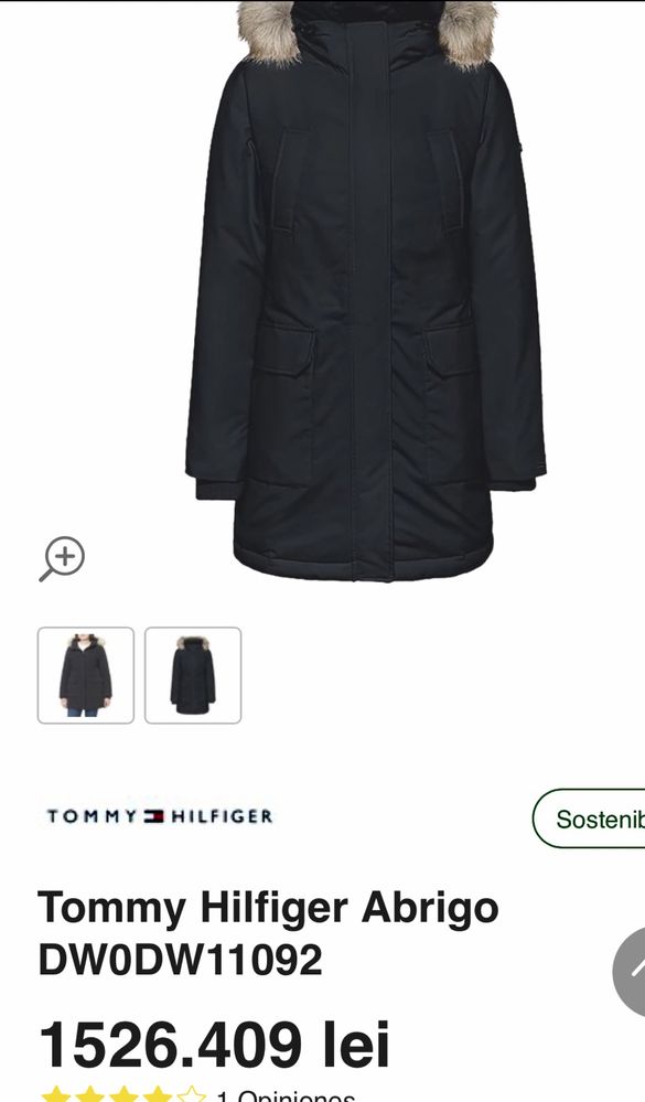 Geaca Tommy Hilfiger dama geaca puf parka marime L