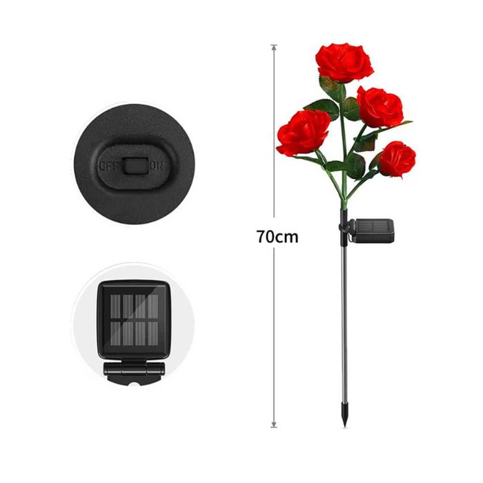 Set 2x Trandafir Gradina, Lampa Solara 4 capete, 1.2V