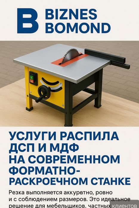 Biznes Bomond — Распил ДСП/МДФ на форматно-раскроечном станке. Ташкент