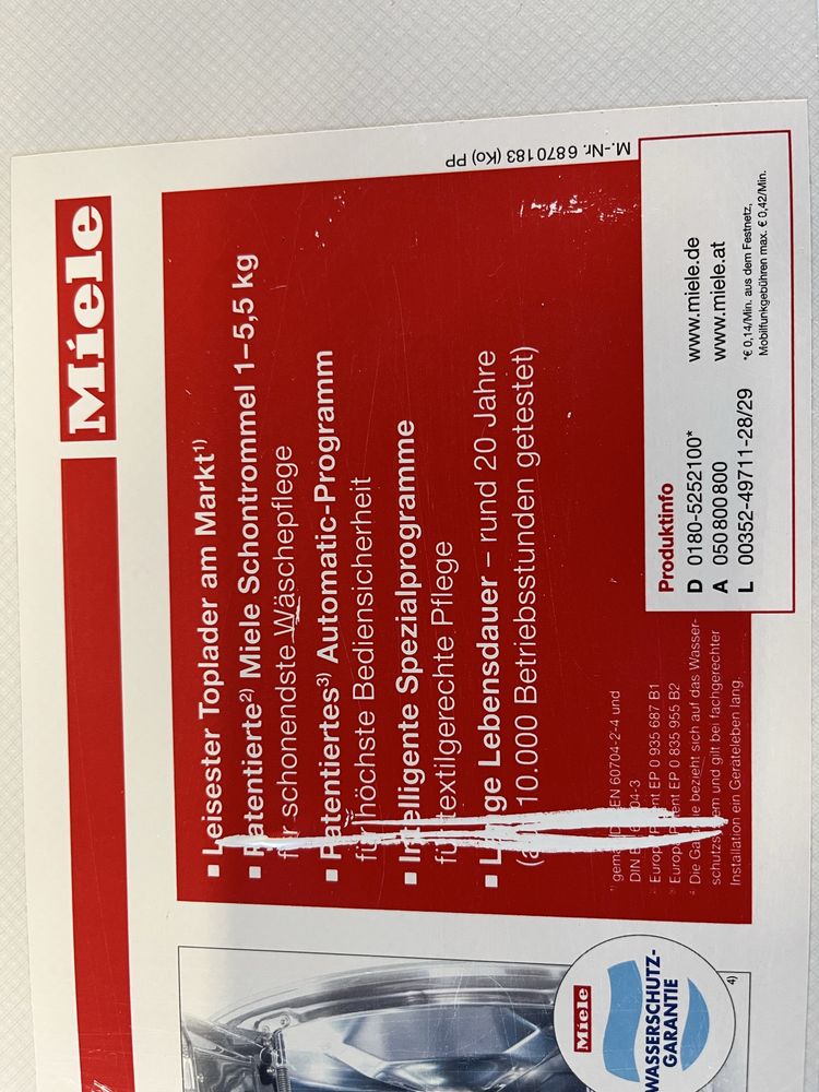 Пералня Miele 45см горно зареждане 6кг/1200