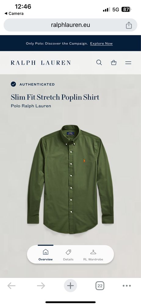 POLO Ralph Lauren : Stretch Poplin Shirt - НОВА Л / Оригинал