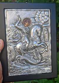 Голяма сребърна икона Свети Георги проба 925