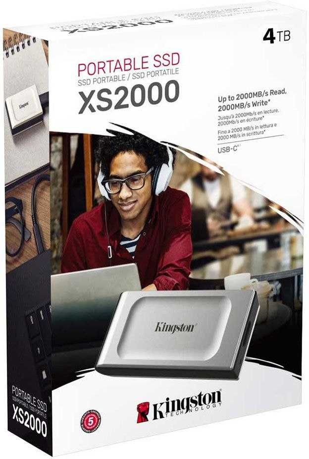 Внешний SSD 4TB Kingston XS2000 [2000Mb]  Type C. Новый. В коробке