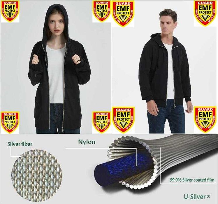 Екраниран Суичър от Сребърни Нишки Защита от Електромагнитно Излъчване