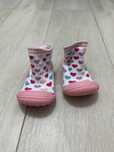 Șosete antiderapante u-grow alb/roz cu inimioare marimea 22, 13 cm
