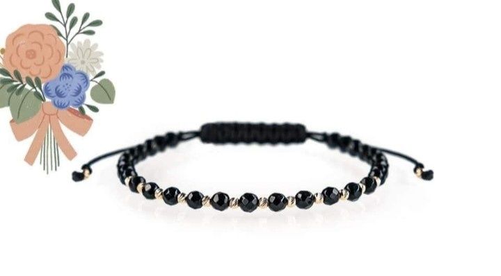 Bratari reglabile unisex aur 14k,insertii onix fatetat