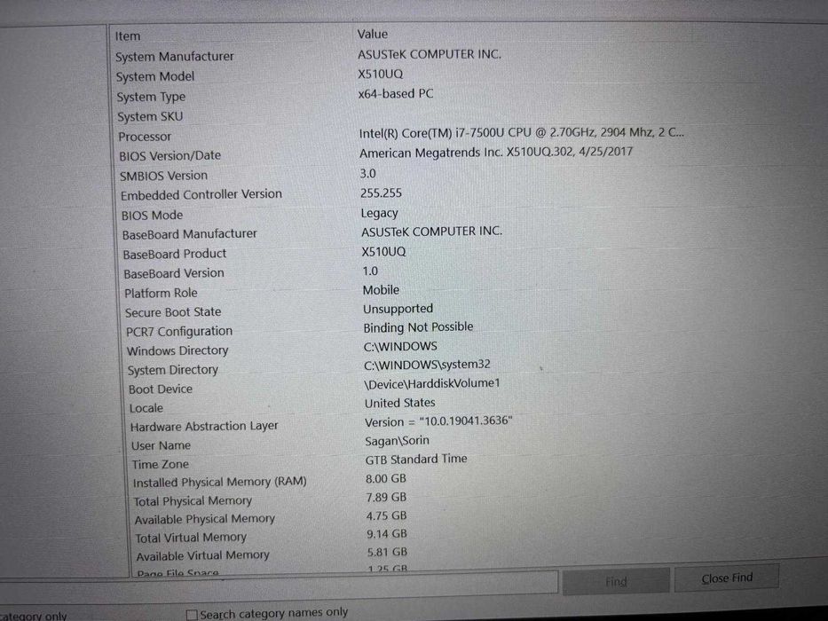 Laptop ASUS S510UQ-BQ203