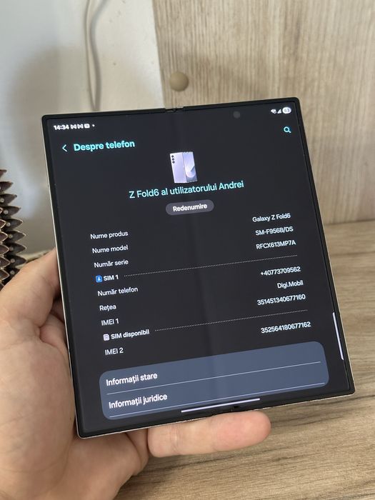 Samsung Galaxy Fold 6 Silver 256Gb 12Gb Ram Impecabil