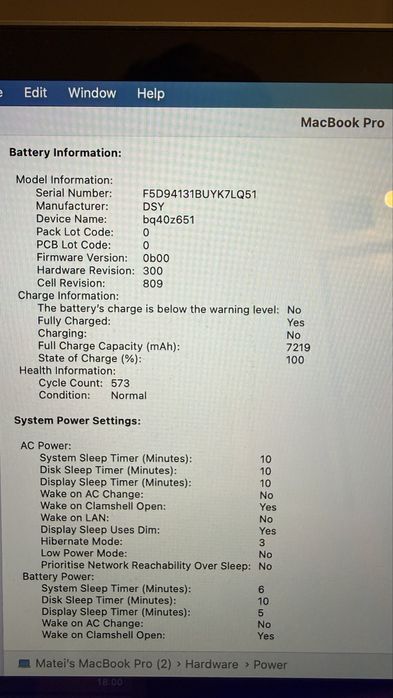 Macbook Pro 16" i9, 16Gb Ram, 1Tb SSD