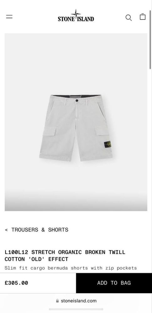 Pantaloni scurti cargo Stone Island