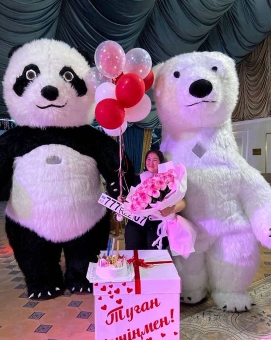 Баннер Happy brithday Шарики гели белая умка медведь Пупсики Аниматор