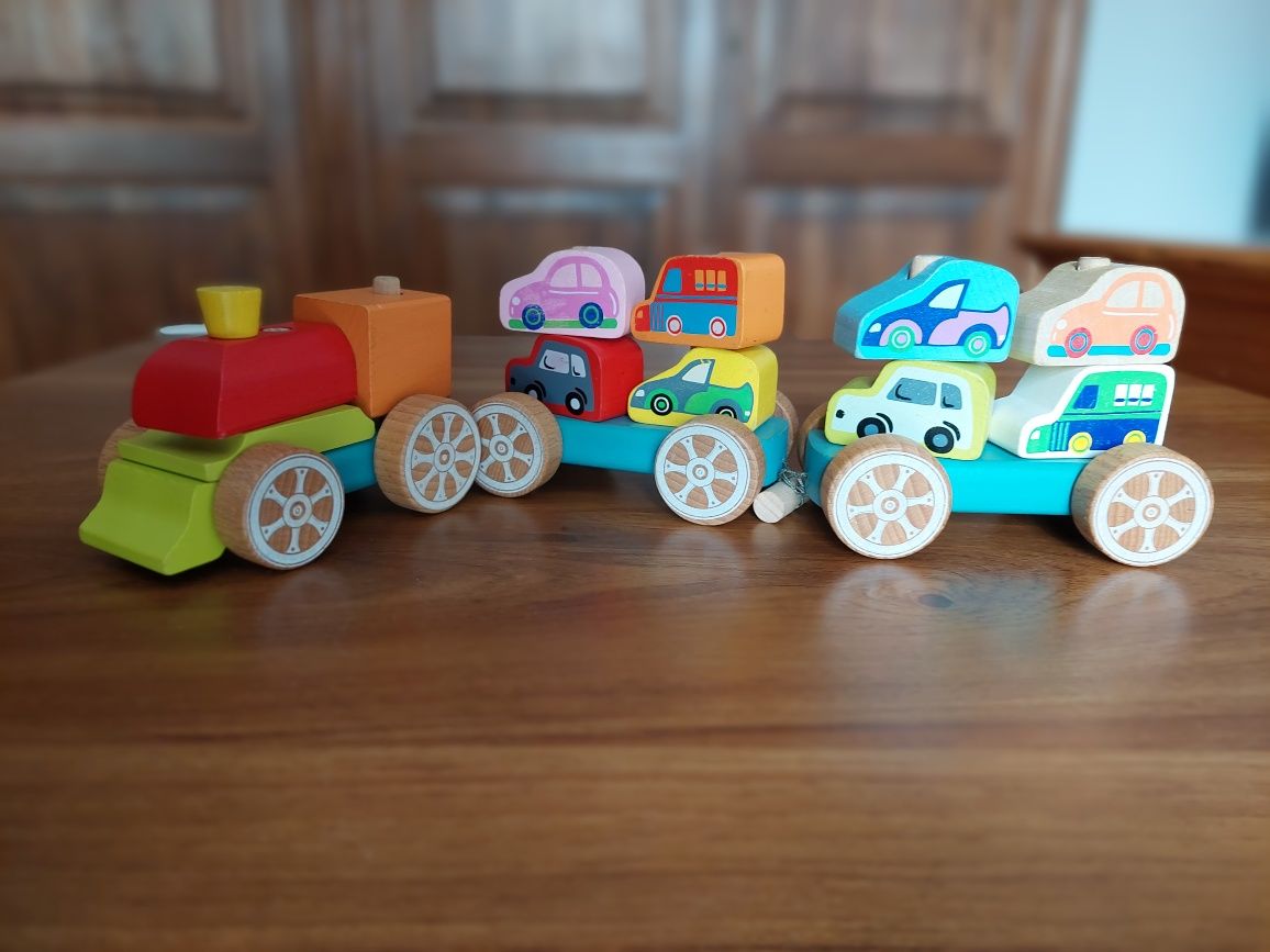 Tren trenuleț din lemn joc copii