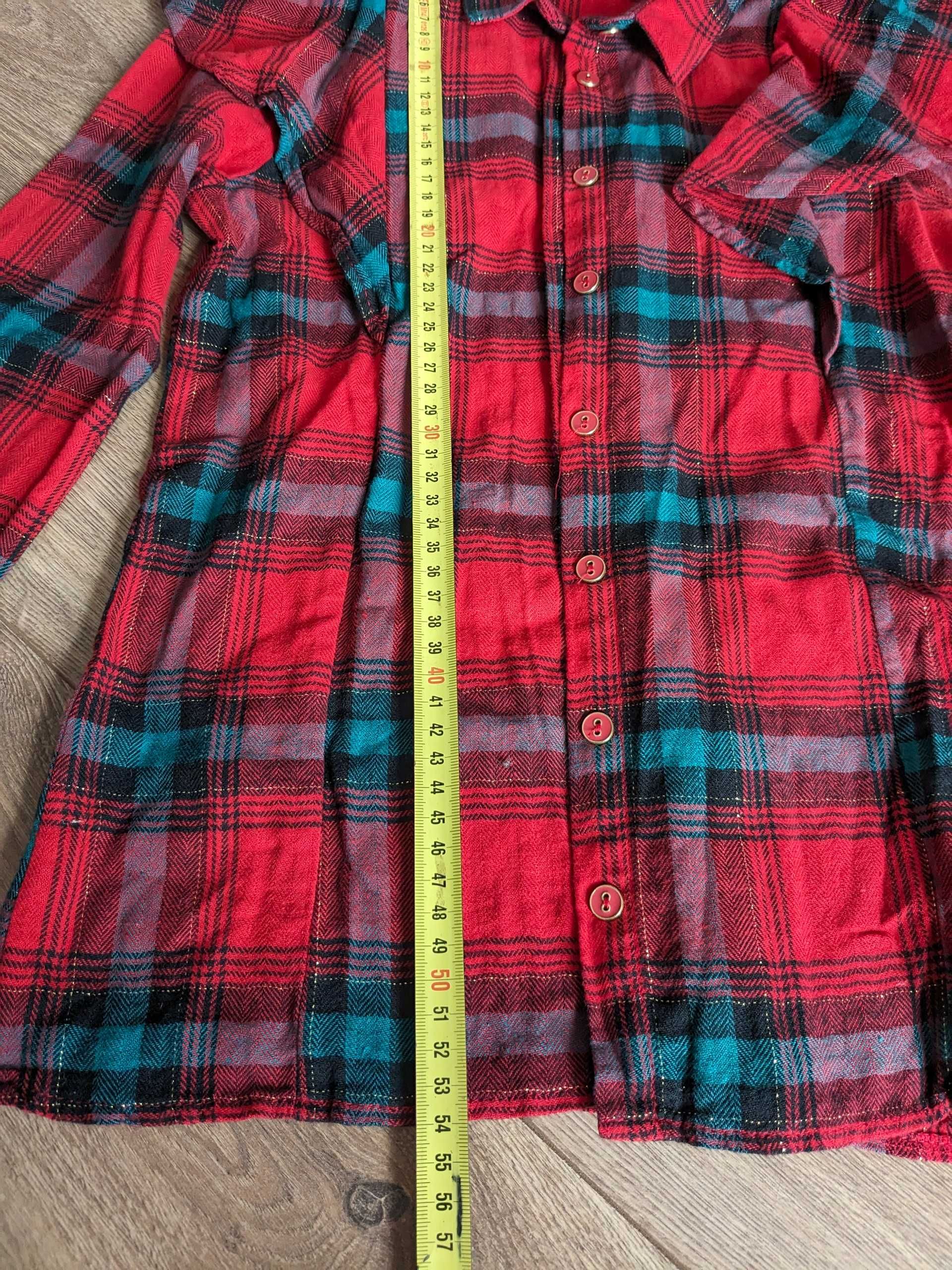 Camasa Bluza Craciun serbare 11-12 ani 146-152 cm rosie cadrilata