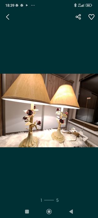 2 lămpi vechi noptieră cu flori