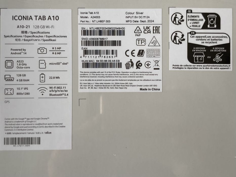 Tableta Acer Iconia Tab A10 4/128gb wifi sigilata