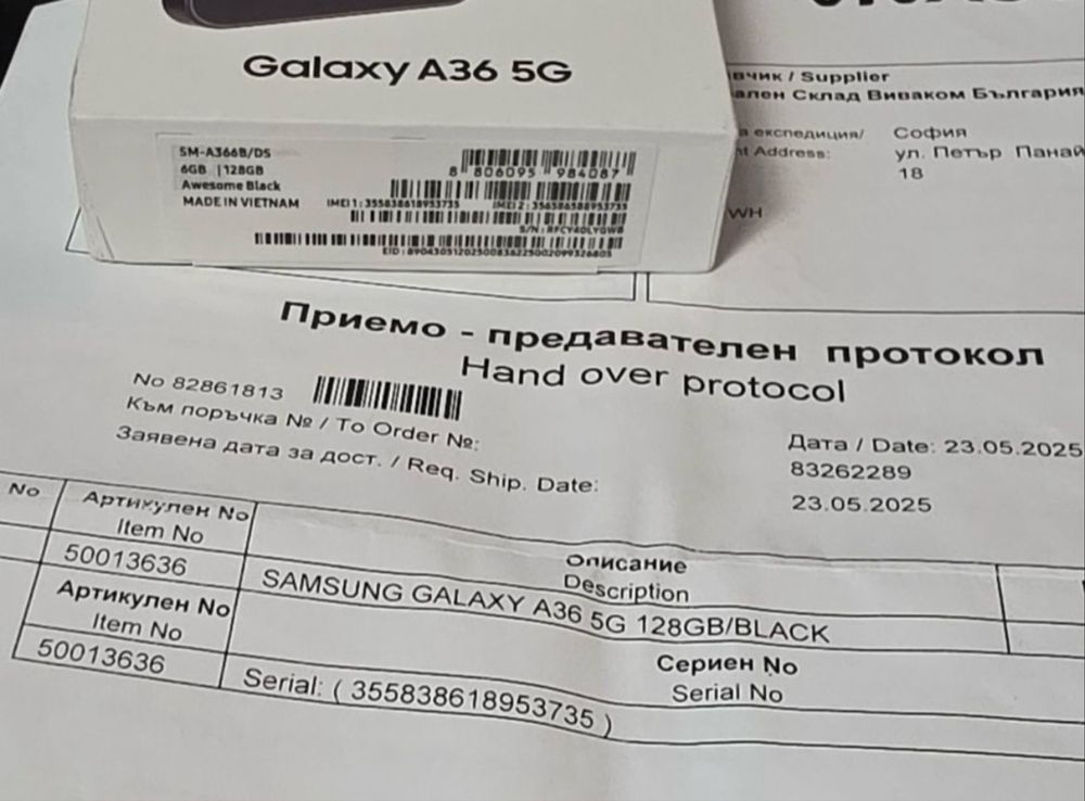 ***ЗАПЕЧАТАН 128GB Samsung A36 5G Vivacom Гаранция 2027 Black / Черен