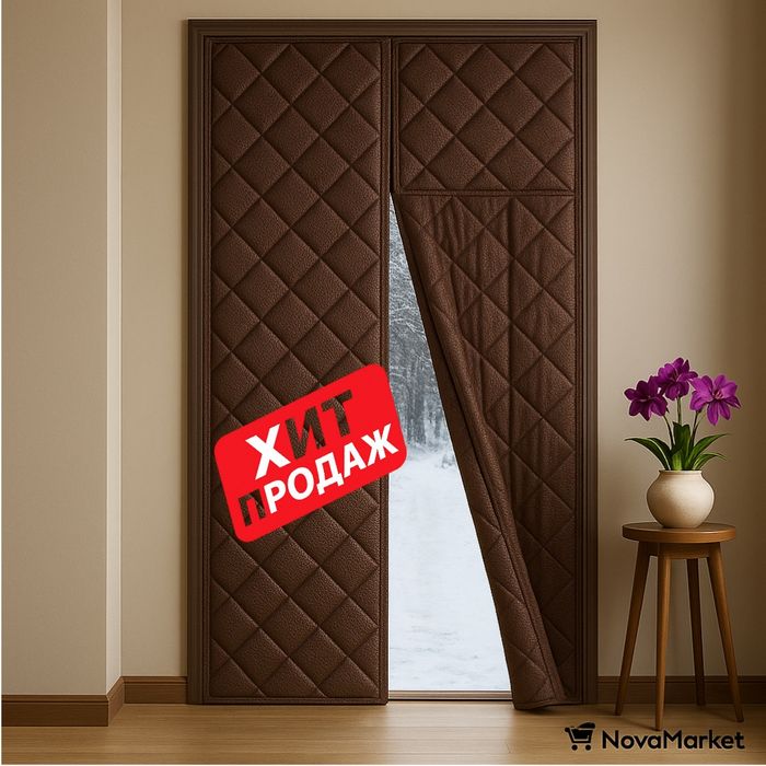 Термоштора утеплённая для дверей (коричневая)