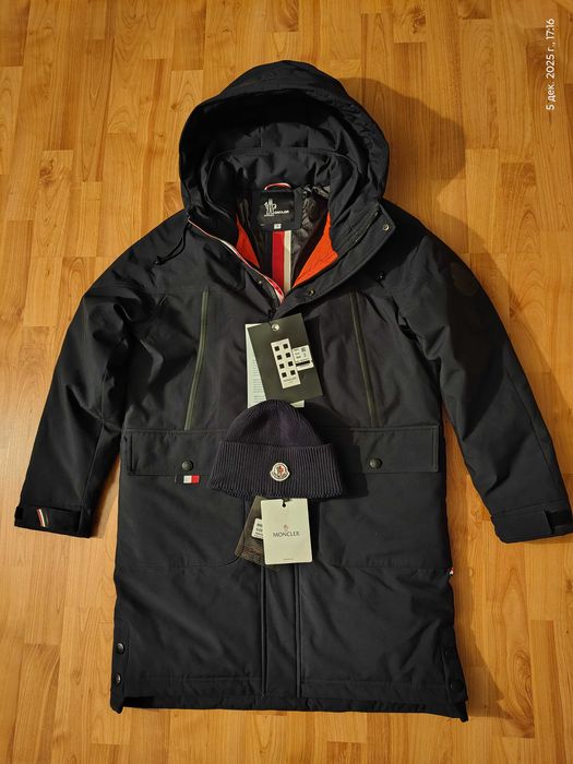 Пуховик-парка Moncler+шапка (Италия),пух утки,оригинал,новые,р-р 48
