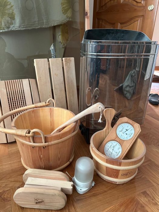 Сауна+котел Комплект аксессуаров для бани ведра ковши термометр абажур