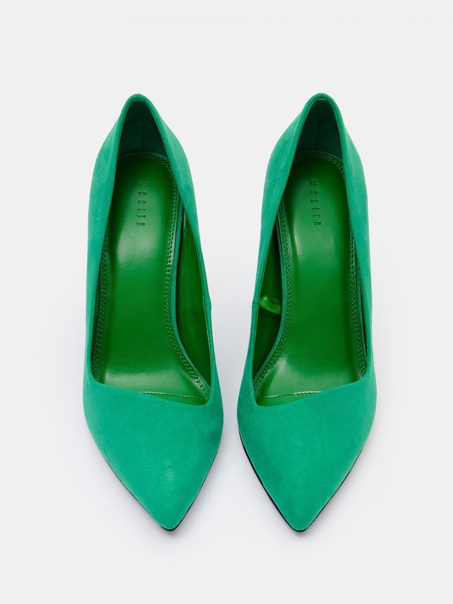 Велурени зелени обувки на ток  Mohito 38 номер