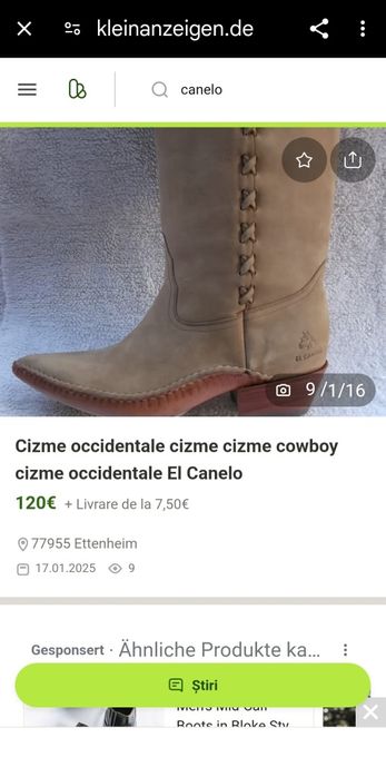 Cizme, ciocate occidentale full piele, El Canelo marimea 44