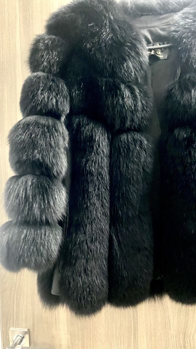 Haina dama blana naturala vulpe polara