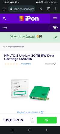HP LTO-8 Ultrium 30 TB RW Data Cartridge Q2078A