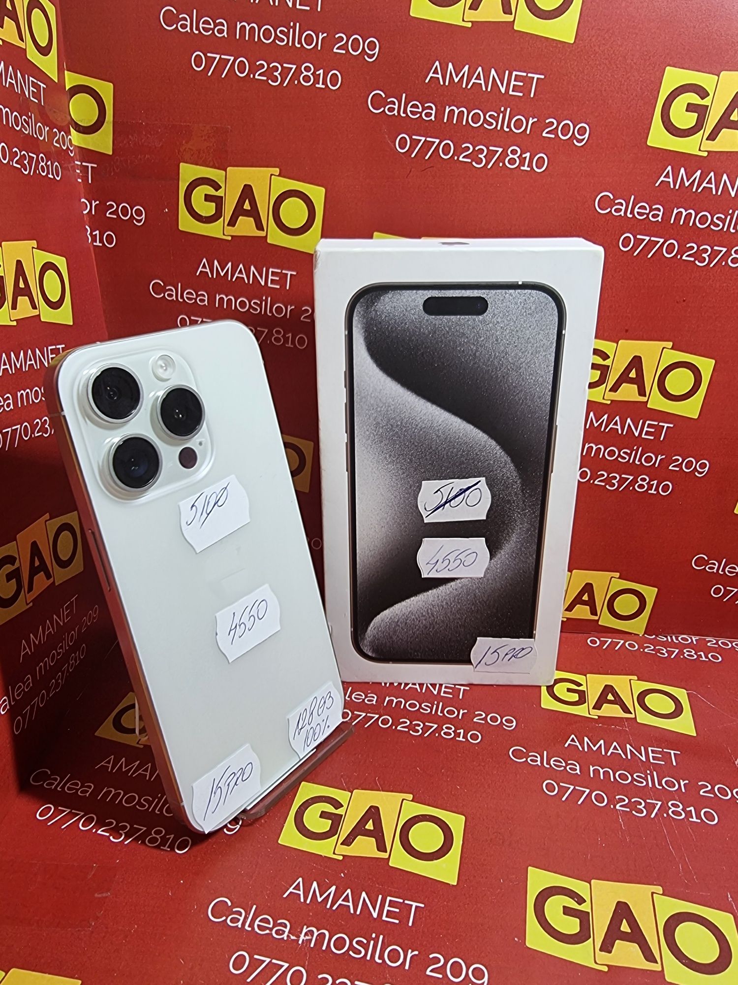 GAO AMANET - iPhone 15 Pro, stocare 256gb, liber de retea, bat 100%