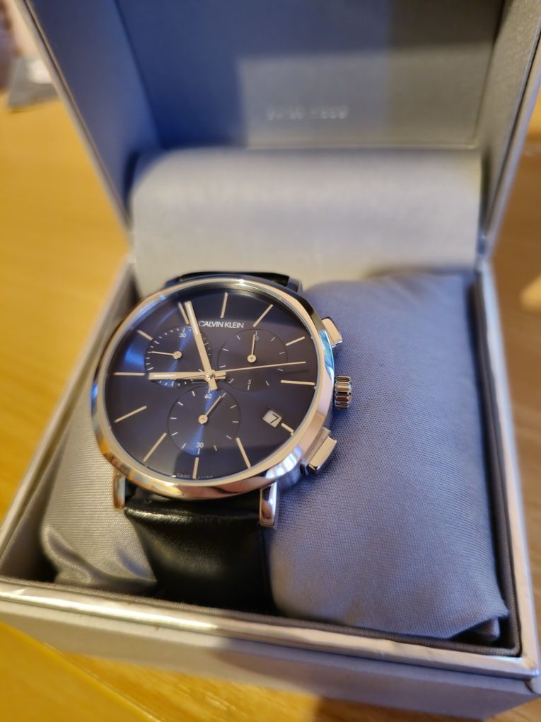 Часовник CK CALVIN KLEIN POSH K8Q371CN Chrono Leather Black Blue SWISS