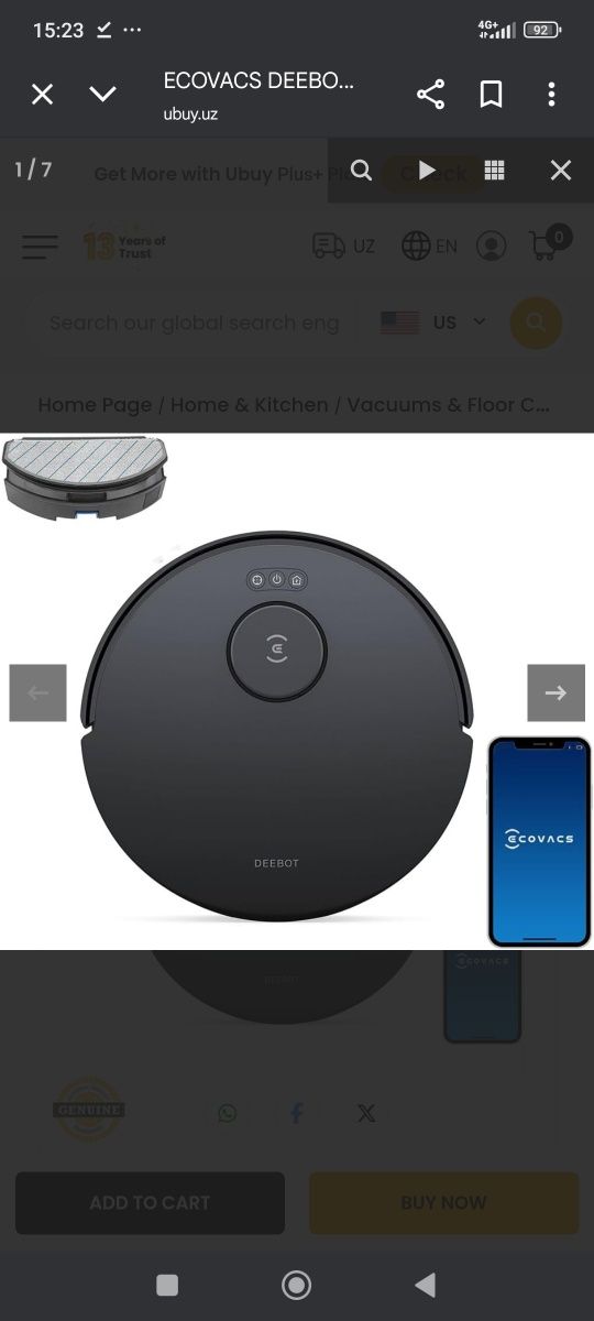 ECOVACS DEEBOT N20 Robot Vacuum Cleaner and Mop