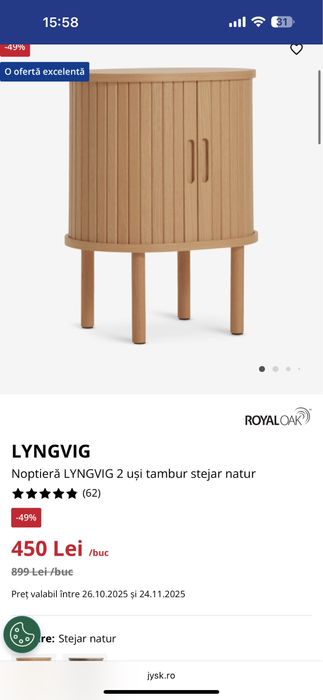 Noptiera dulapior Jysk stejar natur