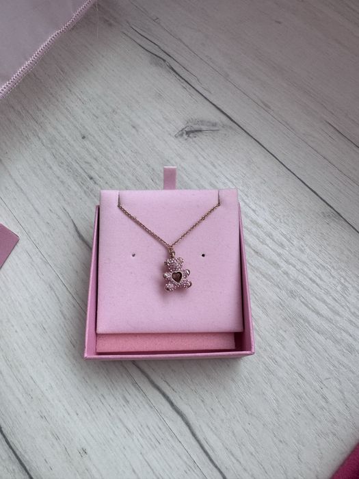 Teddy bear розово колие Swarovski