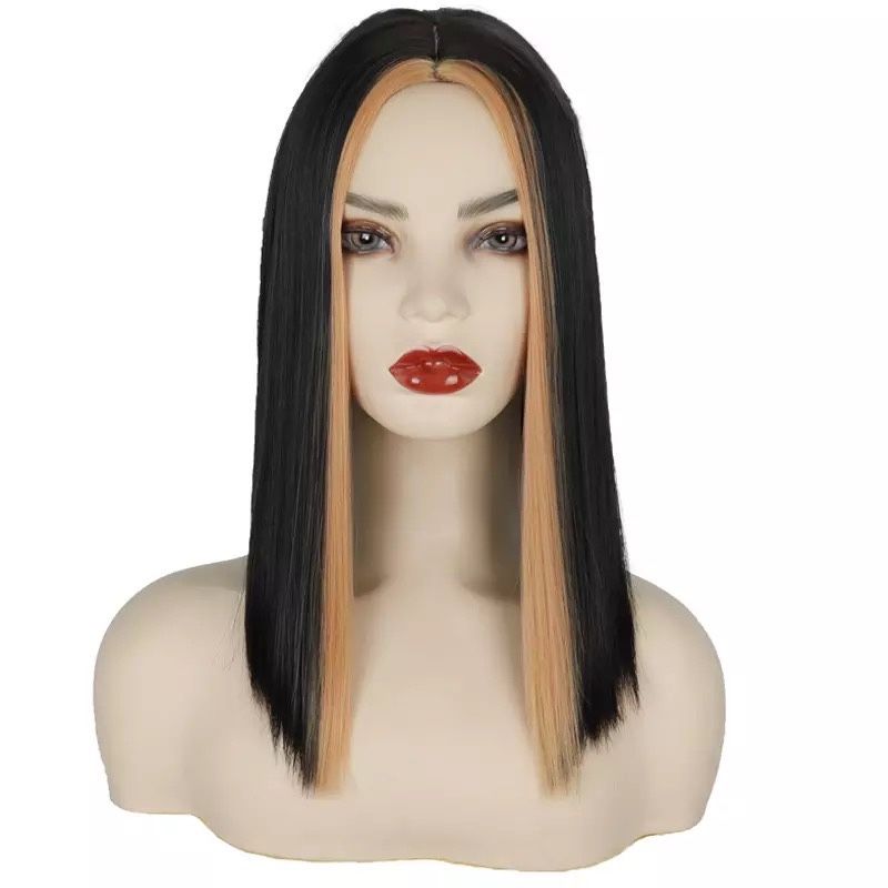 Peruca R157 Bruneta Negra Bob suvite blonde blonda scurta par scurt