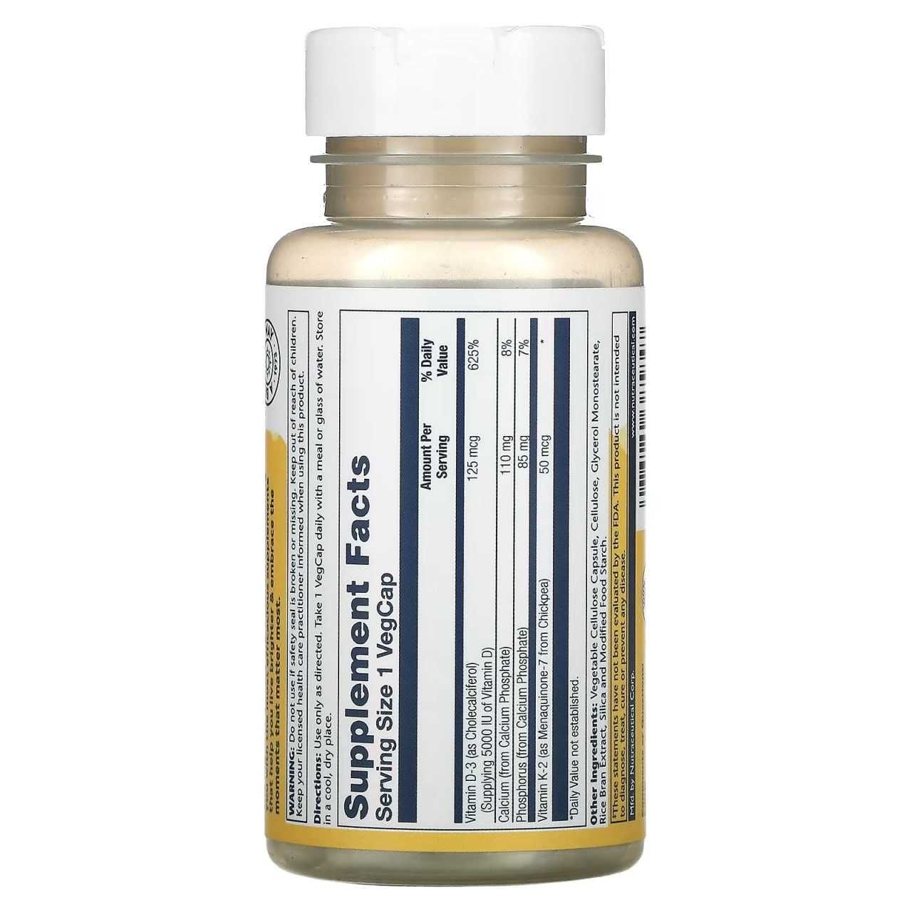 solaray vitamin d3+k2 5000 iu, витамин д3 5000 доза к2, д3+к2 5000