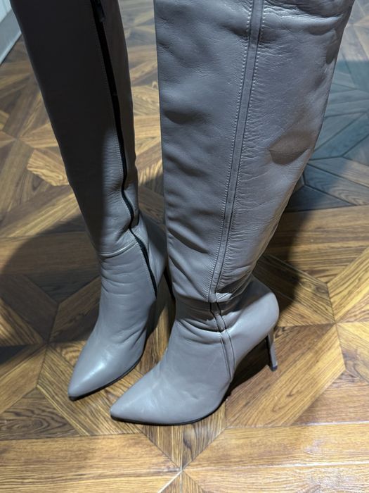 Кожаные ботфорты