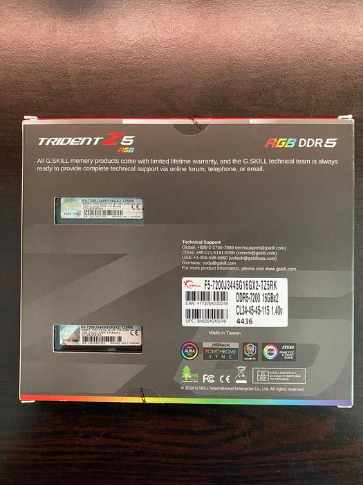 Memorie RAM G.Skill Trident Z5 RGB DDR5-7200 32 GB Intel XMP 3.0